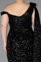 Long Black Scaly Plus Size Evening Dress ABU5151