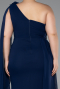 Long Navy Blue Chiffon Formal Plus Size Dress ABU5145