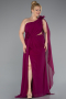 Long Plum Chiffon Formal Plus Size Dress ABU5145