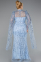 Long Light Blue Beaded Plus Size Engagement Dress ABU5153