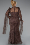 Long Brown Beaded Plus Size Engagement Dress ABU5153