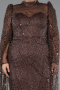 Long Brown Beaded Plus Size Engagement Dress ABU5153