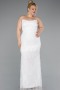 White Long Beaded Plus Size Evening Dress ABU4789