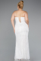 White Long Beaded Plus Size Evening Dress ABU4789