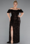 Dark Brown Long Scaly Plus Size Evening Gown ABU4863