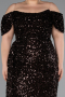 Dark Brown Long Scaly Plus Size Evening Gown ABU4863