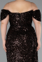 Dark Brown Long Scaly Plus Size Evening Gown ABU4863