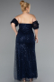 Long Navy Blue Scaly Plus Size Evening Gown ABU5077