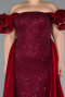 Long Burgundy Beaded Plus Size Evening Dress ABU5155