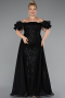 Long Black Beaded Plus Size Evening Dress ABU5155
