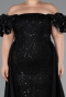Long Black Beaded Plus Size Evening Dress ABU5155