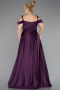 Purple Strappy Long Satin Plus Size Engagement Dress ABU4207