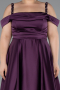 Purple Strappy Long Satin Plus Size Engagement Dress ABU4207