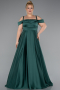 Emerald Green Strappy Long Satin Plus Size Engagement Dress ABU4207