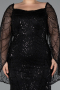 Long Black Beaded Plus Size Evening Gown ABU5067