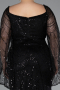 Long Black Beaded Plus Size Evening Gown ABU5067