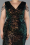 Rins V Neck Long Sequined Slit Plus Size Evening Dress ABU4886