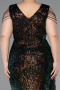 Rins V Neck Long Sequined Slit Plus Size Evening Dress ABU4886