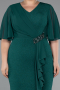 Emerald Green Midi Plus Size Evening Dress ABK1826