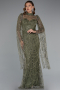 Long Olive Drab Beaded Evening Dress ABU5152