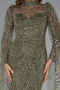 Long Olive Drab Beaded Evening Dress ABU5152