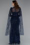 Long Navy Blue Beaded Evening Dress ABU5152
