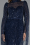 Long Navy Blue Beaded Evening Dress ABU5152