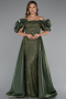 Long Olive Drab Beaded Evening Dress ABU5154
