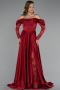 Burgundy Long Satin Evening Dress ABU5054