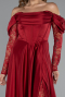 Burgundy Long Satin Evening Dress ABU5054