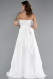 White Long Satin Prom Gown ABU5105