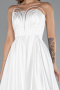 White Long Satin Prom Gown ABU5105