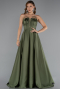 Olive Drab Long Satin Prom Gown ABU5105