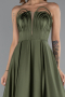 Olive Drab Long Satin Prom Gown ABU5105