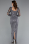 Long Grey Beaded Evening Dress ABU5165