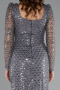Long Grey Beaded Evening Dress ABU5165