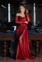 Burgundy Long Satin Evening Dress ABU5054