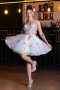 Short White Scaly Designer Evening Dress ABK2407