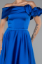 Midi Sax Blue Satin Party Dress ABK2410