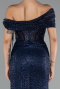 Long Navy Blue Beaded Evening Dress ABU5183