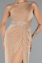 Gold One Shoulder Slit Glittered Long Prom Dress ABU4599