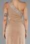 Gold One Shoulder Slit Glittered Long Prom Dress ABU4599