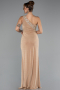 Gold One Shoulder Slit Glittered Long Prom Dress ABU4599