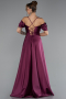 Plum Off The Shoulder Slit Long Satin Prom Dress ABU4703