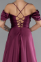 Plum Off The Shoulder Slit Long Satin Prom Dress ABU4703