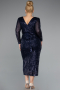 Midi Navy Blue Plus Size Cocktail Dress ABK1956