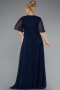 Long Navy Blue Chiffon Plus Size Evening Dress ABU5180