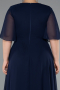 Long Navy Blue Chiffon Plus Size Evening Dress ABU5180