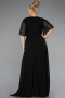 Long Black Chiffon Plus Size Evening Dress ABU5180