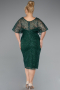 Emerald Green Midi Plus Size Cocktail Dress ABK2372